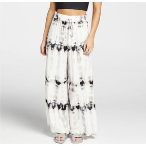 CALIA Journey Wide Leg Pants/Cover Up Tie-Dye Batik White Black Flowy Large